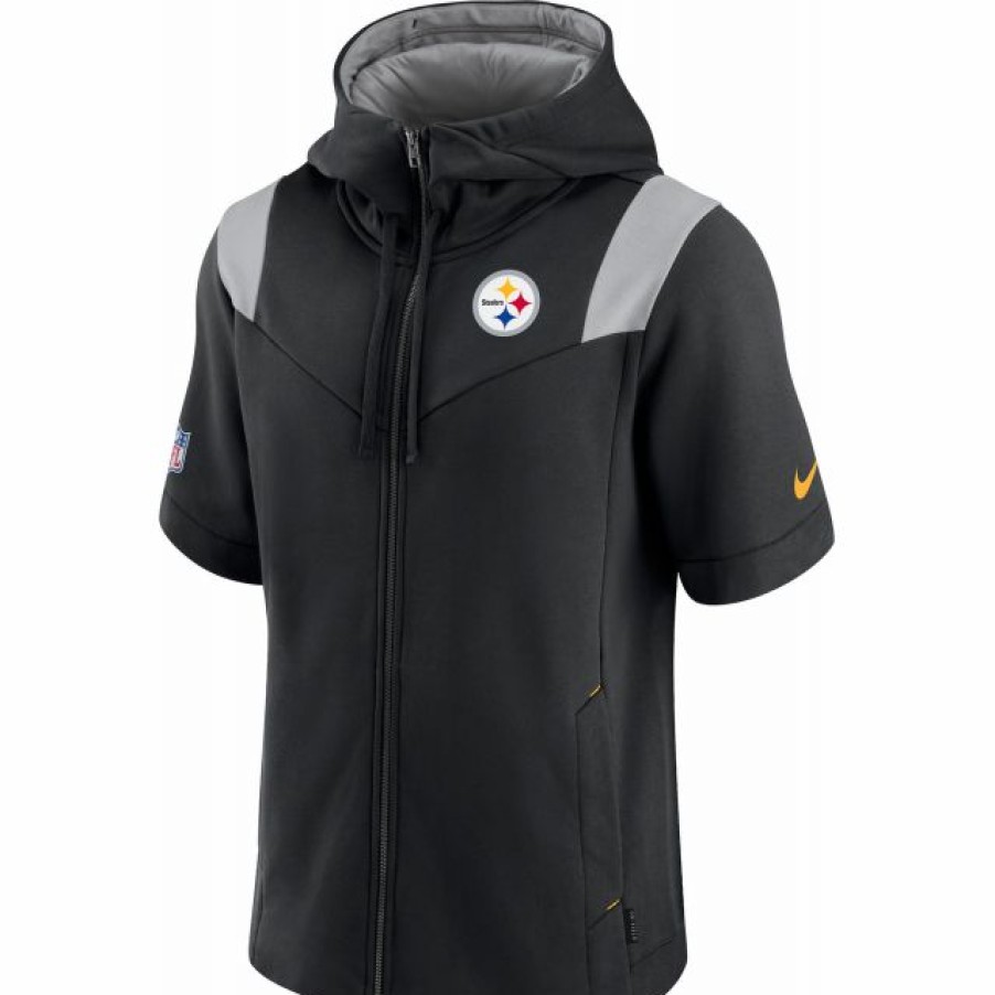 * Fitness Tops | Nike Men'S Pittsburgh Steelers Sideline Showout Full-Zip Short-Sleeve Hoodie