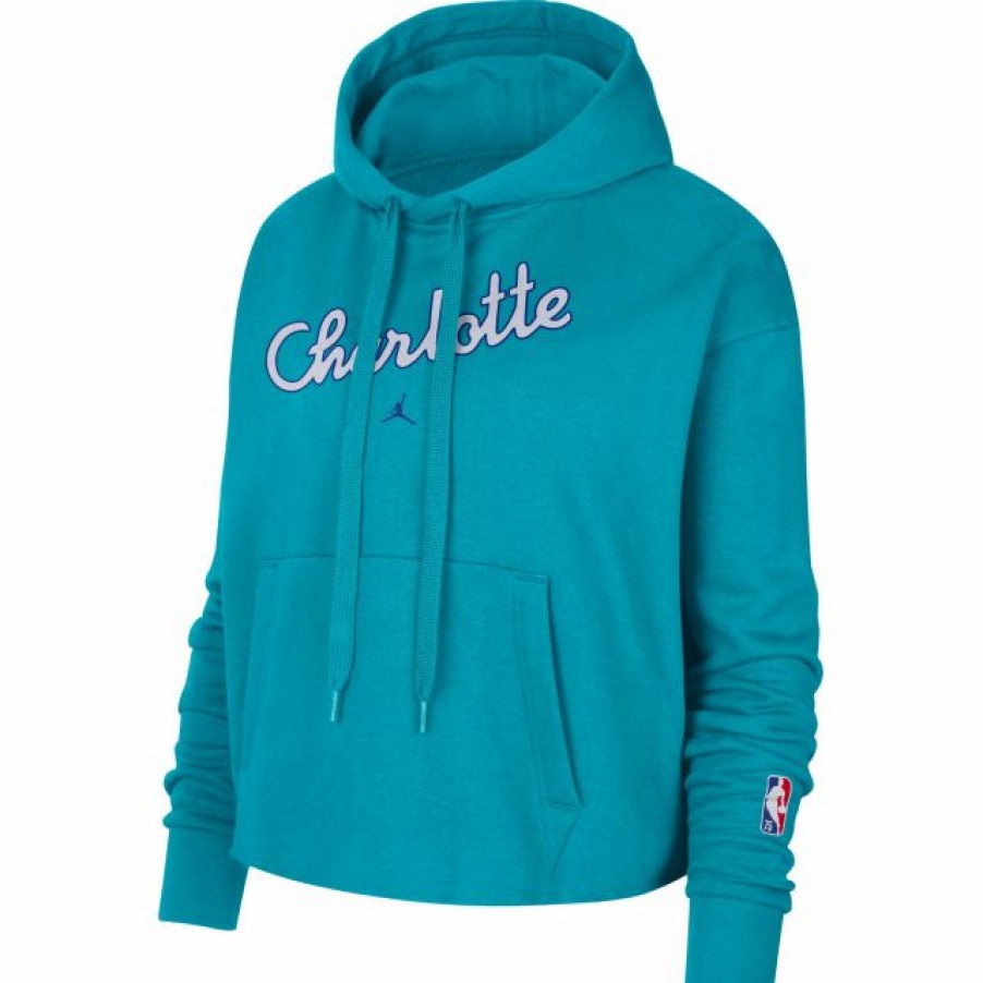 * Fitness Tops | Nike Women'S 2021-22 City Edition Charlotte Hornets Blue Essential Cropped Pullover Hoodie