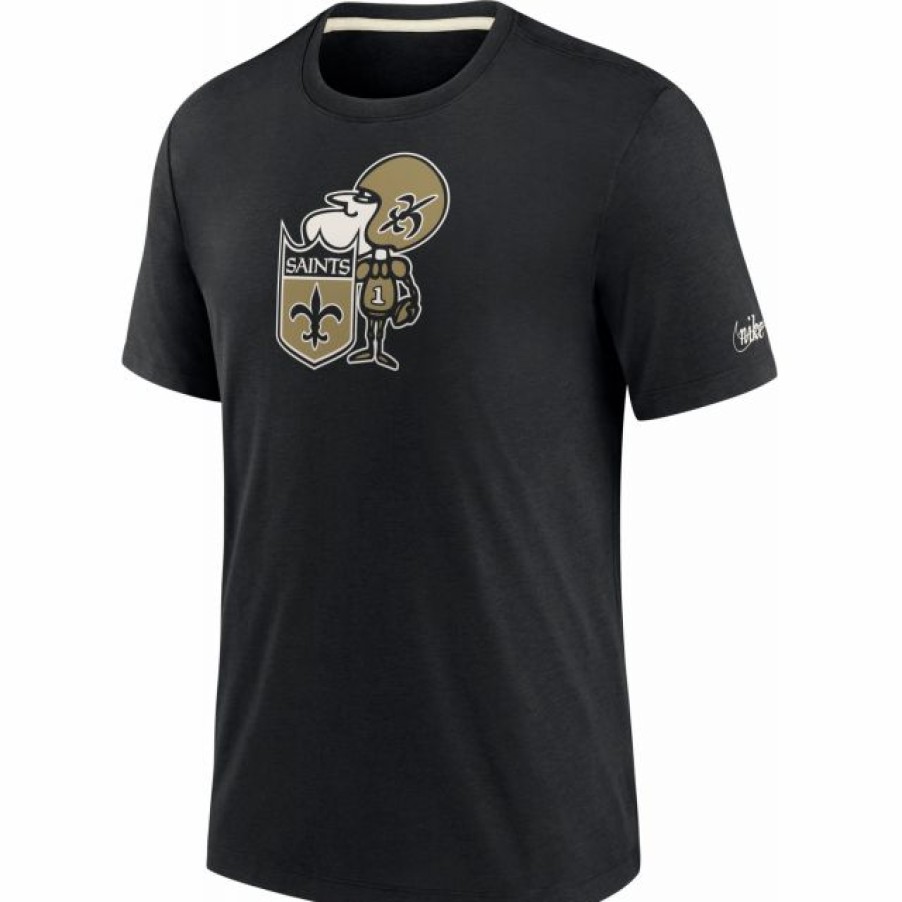 * Fitness Tops | Nike Men'S New Orleans Saints Historic Tri-Blend Black T-Shirt