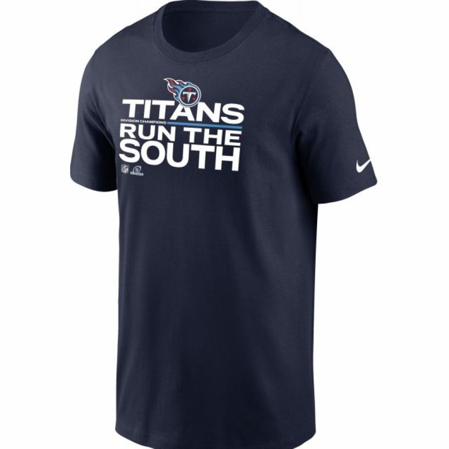 * Fitness Tops | Nike Men'S Tennessee Titans 2021 Run The Afc South Division Champions Navy T-Shirt