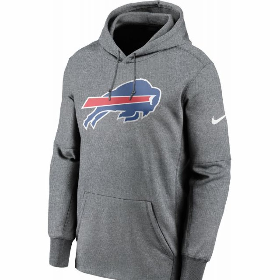 * Fitness Tops | Nike Men'S Buffalo Bills Sideline Therma-Fit Grey Pullover Hoodie