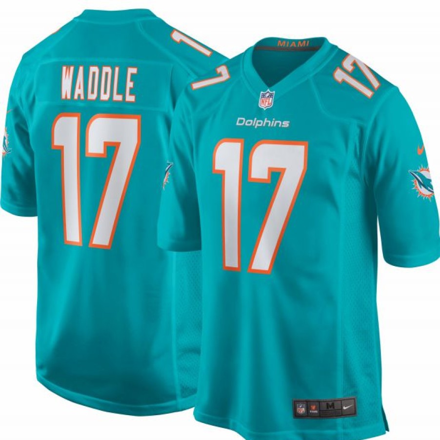 * Fitness Tops | Nike Men'S Miami Dolphins Jaylen Waddle #17 Aqua Game Jersey