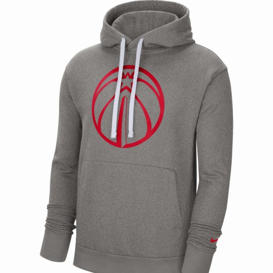 * Fitness Tops | Nike Men'S Washington Wizards Grey Pullover Hoodie