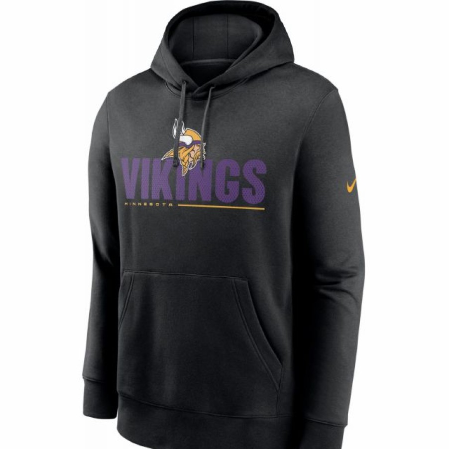 * Fitness Tops | Nike Men'S Minnesota Vikings Impact Club Black Hoodie