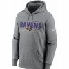 * Fitness Tops | Nike Men'S Baltimore Ravens Left Chest Therma-Fit Grey Hoodie