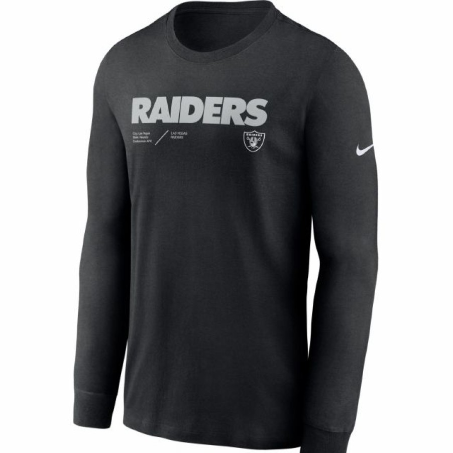 * Fitness Tops | Nike Men'S Las Vegas Raiders Sideline Dri-Fit Team Issue Long Sleeve Black T-Shirt