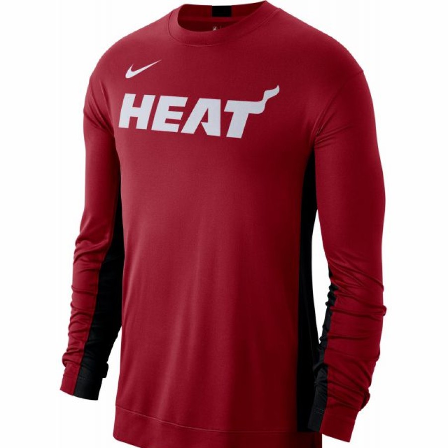 * Fitness Tops | Nike Men'S Miami Heat Dri-Fit Long Sleeve Shooting Shirt