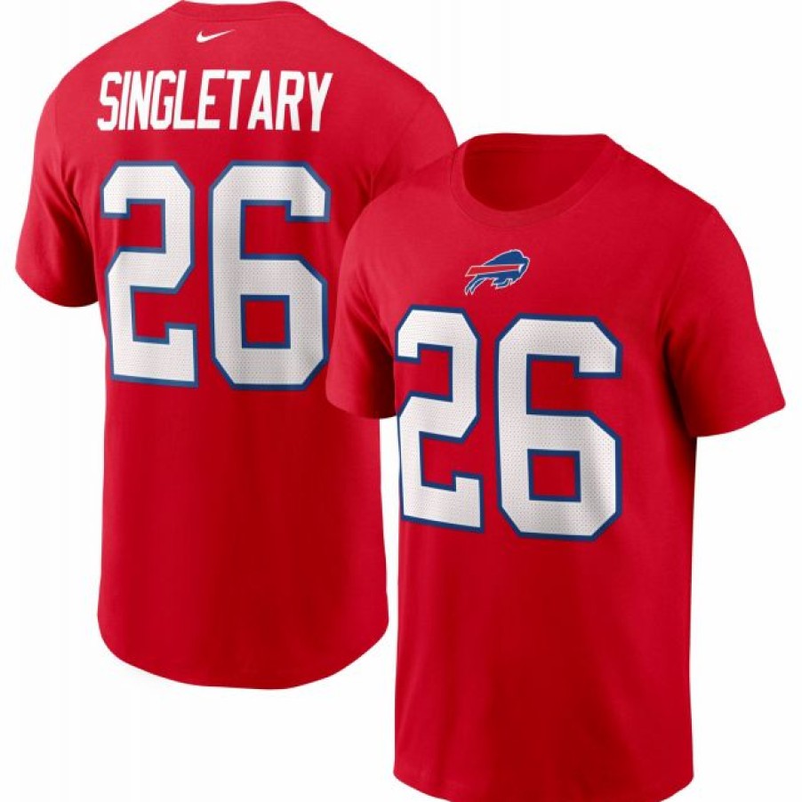 * Fitness Tops | Nike Men'S Buffalo Bills Devin Singletary #26 Legend Red T-Shirt