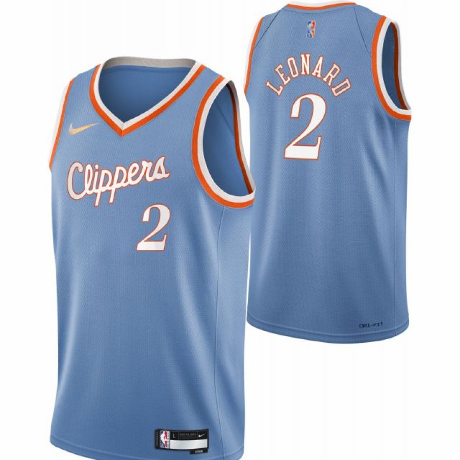 * Fitness Tops | Nike Men'S 2021-22 City Edition Los Angeles Clippers Kawhi Leonard #2 Blue Dri-Fit Swingman Jersey