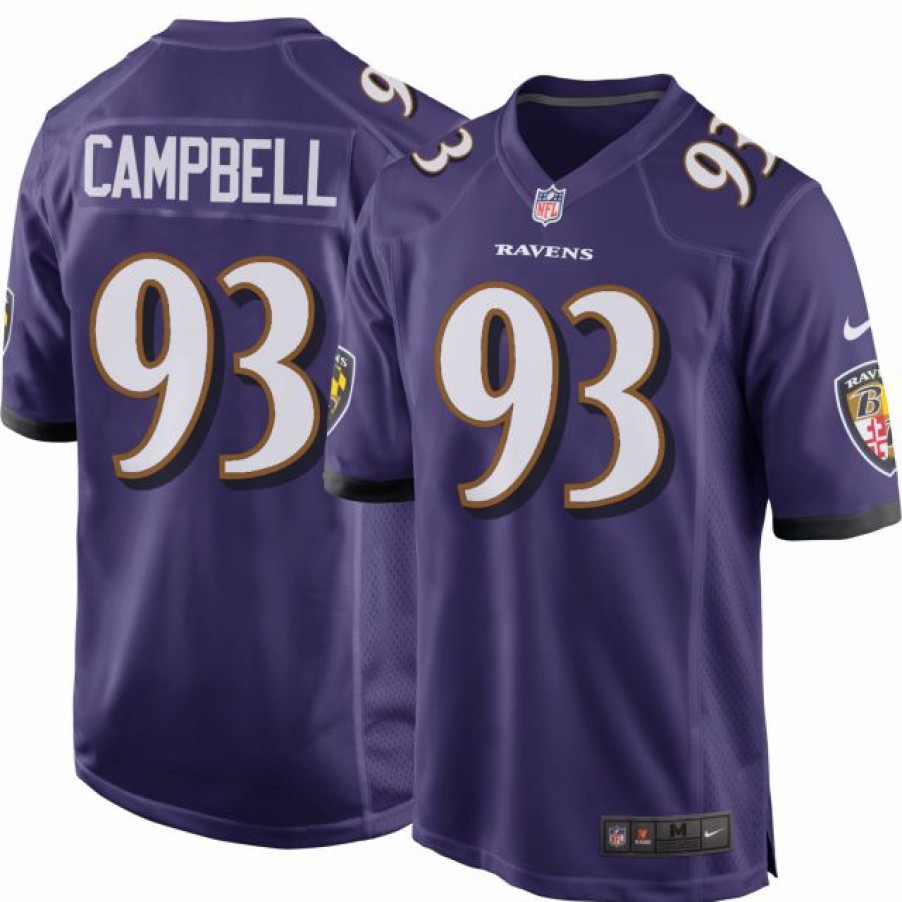 * Fitness Tops | Nike Men'S Baltimore Ravens Calais Campbell #93 Purple Game Jersey