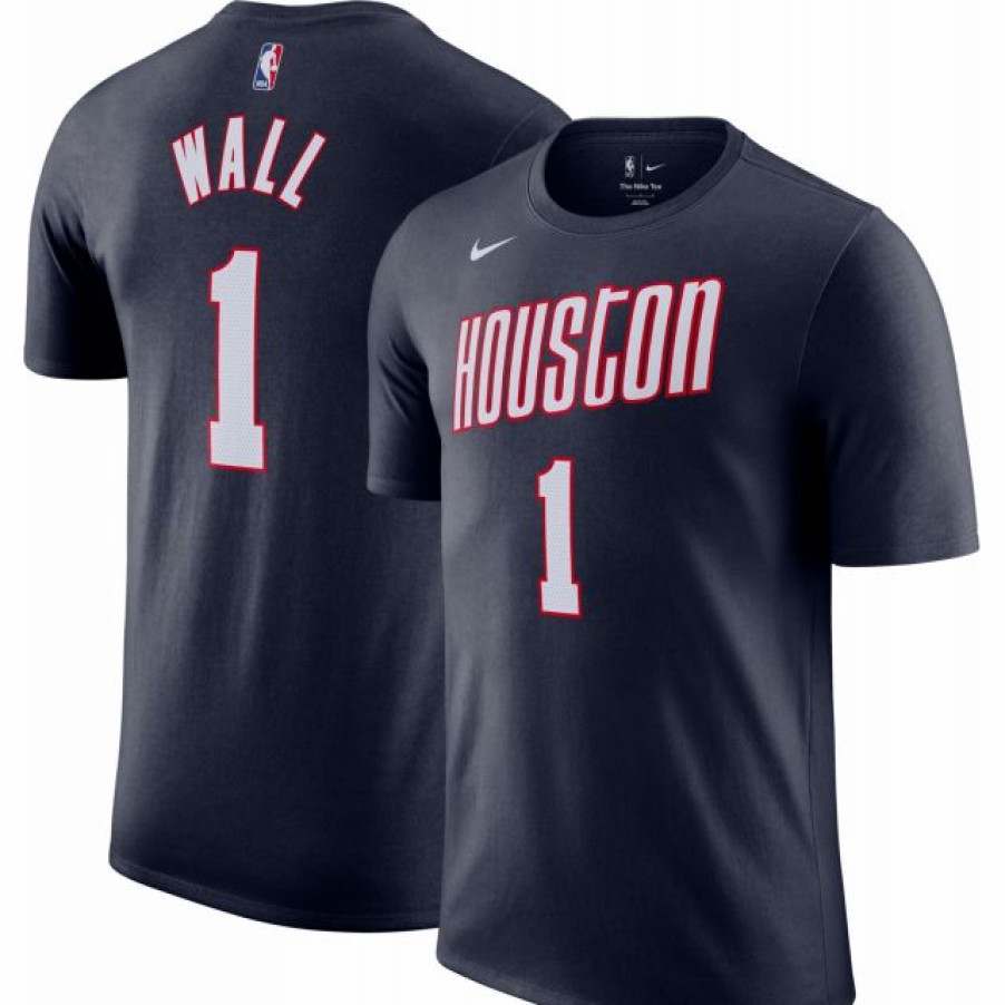 * Fitness Tops | Nike Men'S 2021-22 City Edition Houston Rockets John Wall #1 Blue Cotton T-Shirt