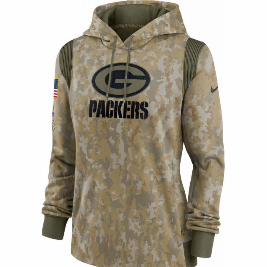 * Fitness Tops | Nike Women'S Green Bay Packers Salute To Service Camouflage Hoodie