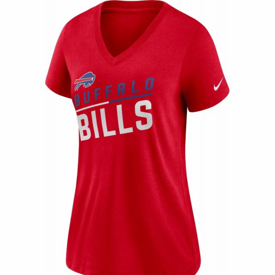 * Fitness Tops | Nike Women'S Buffalo Bills Slant Red V-Neck T-Shirt