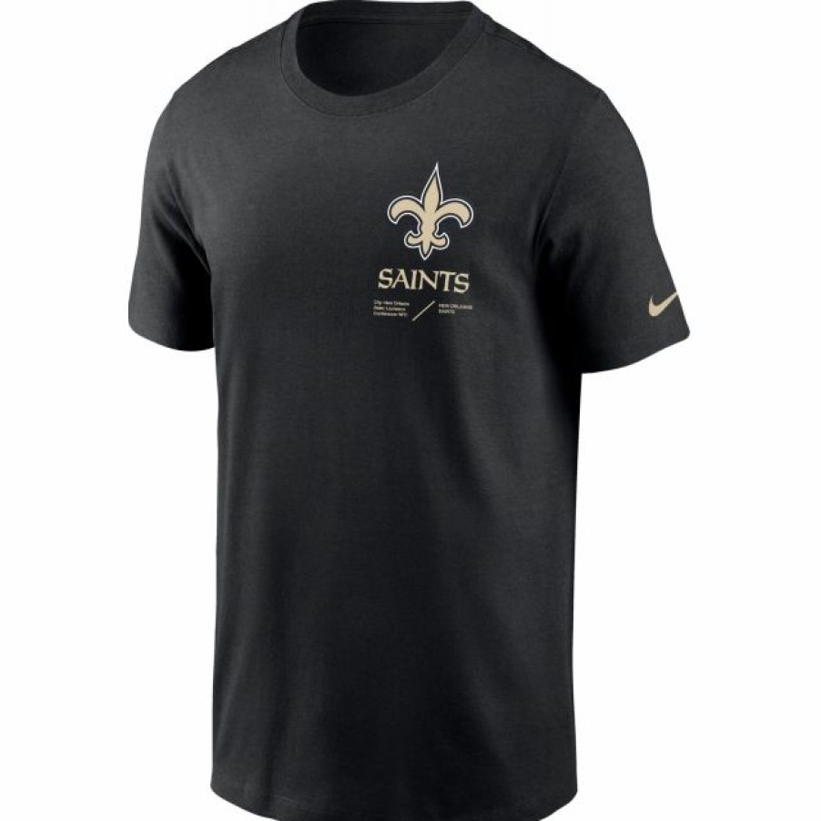 * Fitness Tops | Nike Men'S New Orleans Saints Sideline Team Issue Black T-Shirt