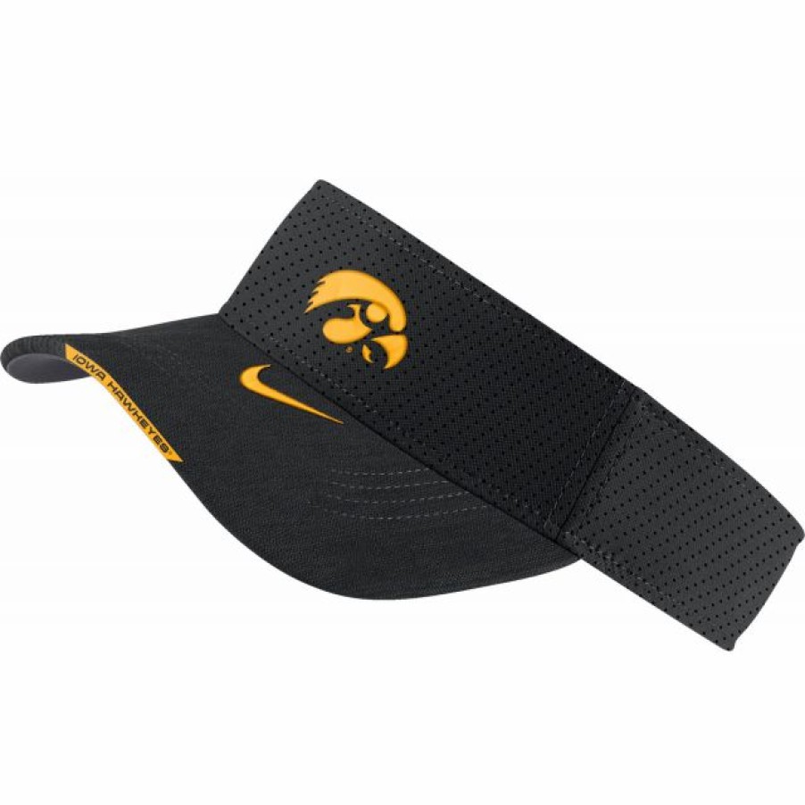 * Headwear | Nike Men'S Iowa Hawkeyes Black Aero Football Sideline Visor