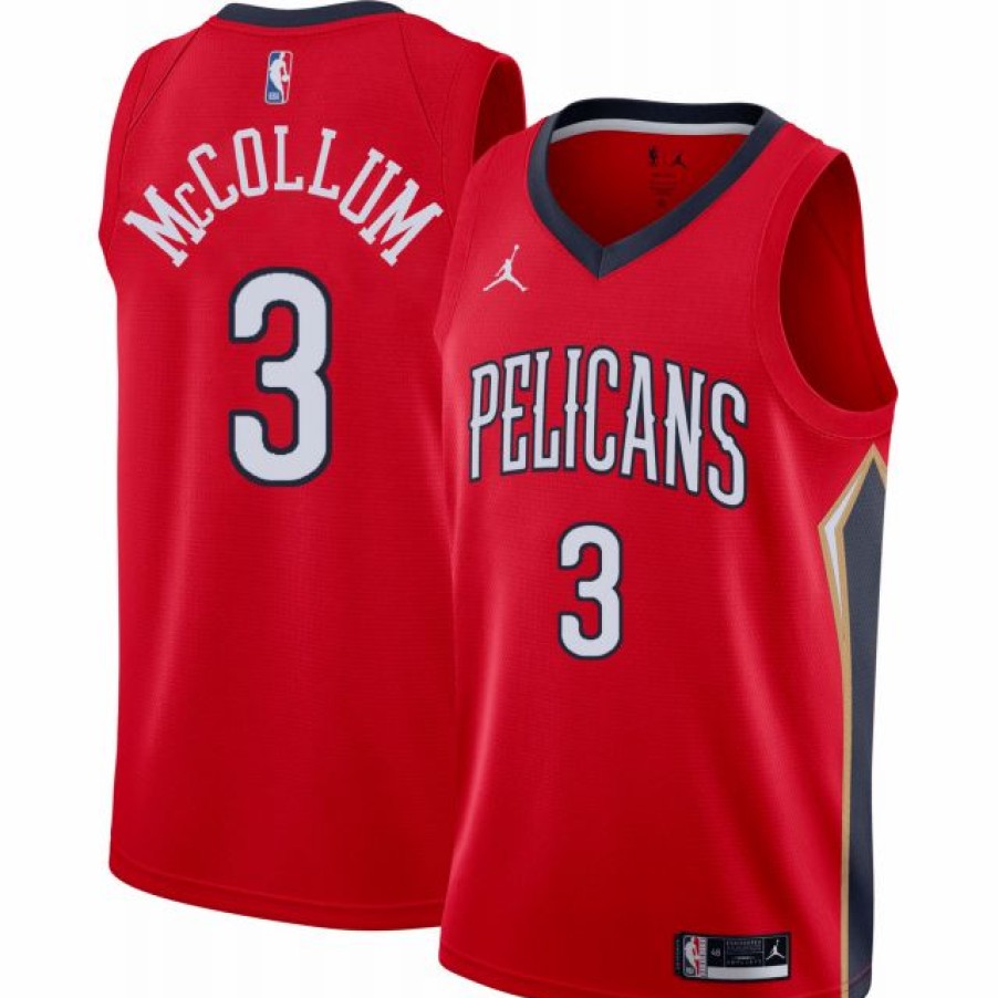 * Fitness Tops | Nike Men'S New Orleans Pelicans Cj Mccollum #3 Red Dri-Fit Swingman Jersey