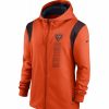 * Fitness Tops | Nike Men'S Chicago Bears Sideline Therma-Fit Full-Zip Orange Hoodie