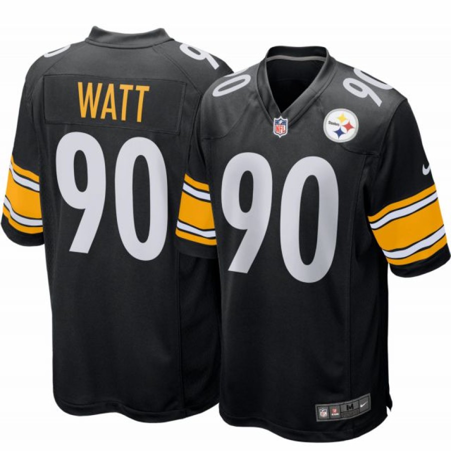 * Fitness Tops | Nike Men'S Pittsburgh Steelers T.J. Watt #90 Black Game Jersey