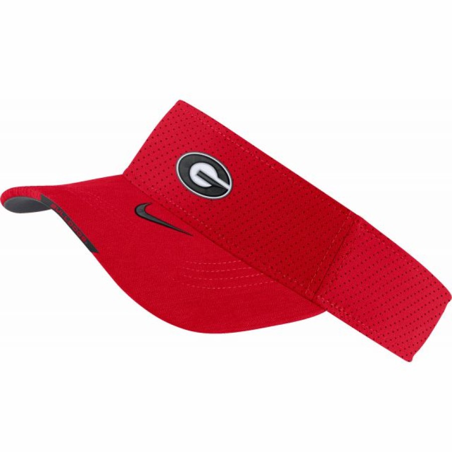 * Headwear | Nike Men'S Georgia Bulldogs Red Aero Football Sideline Visor