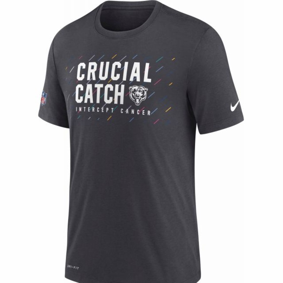 * Fitness Tops | Nike Men'S Chicago Bears Crucial Catch Anthracite T-Shirt