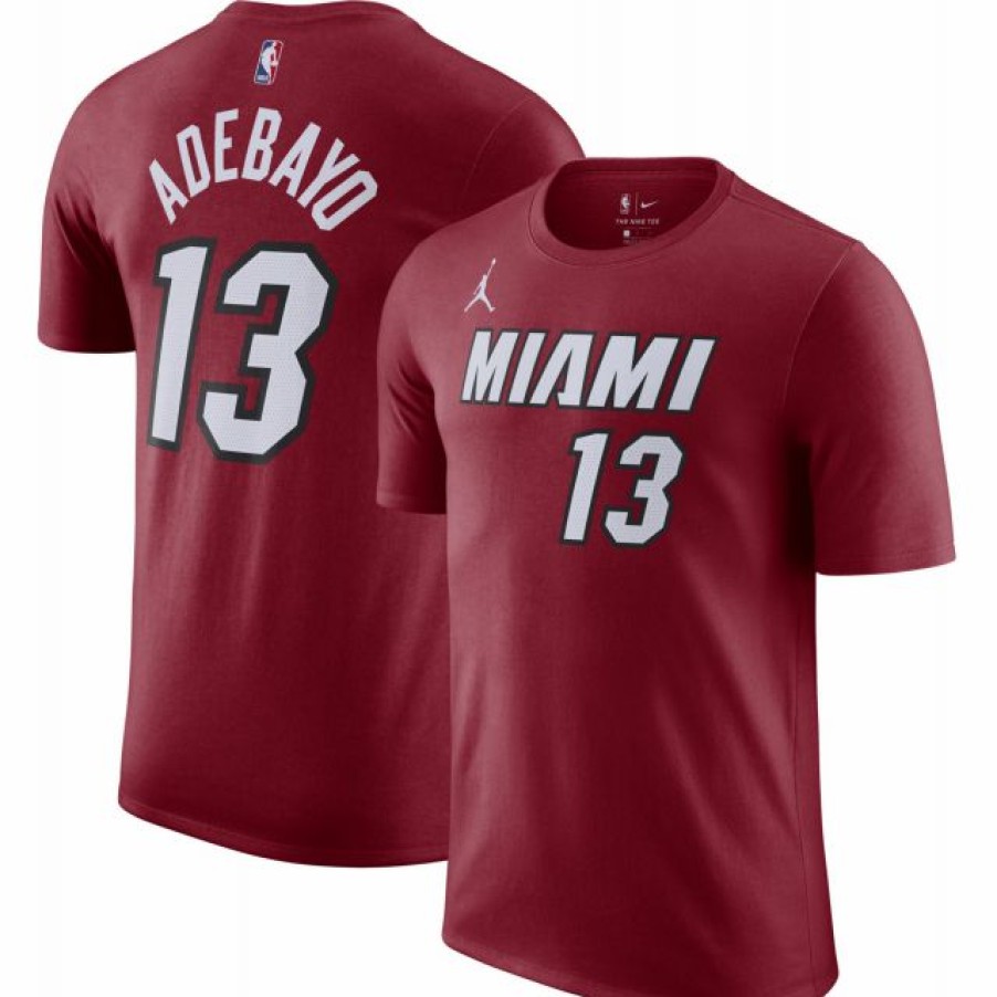 * Fitness Tops | Nike Jordan Men'S Miami Heat Bam Adebayo #13 Red Statement T-Shirt