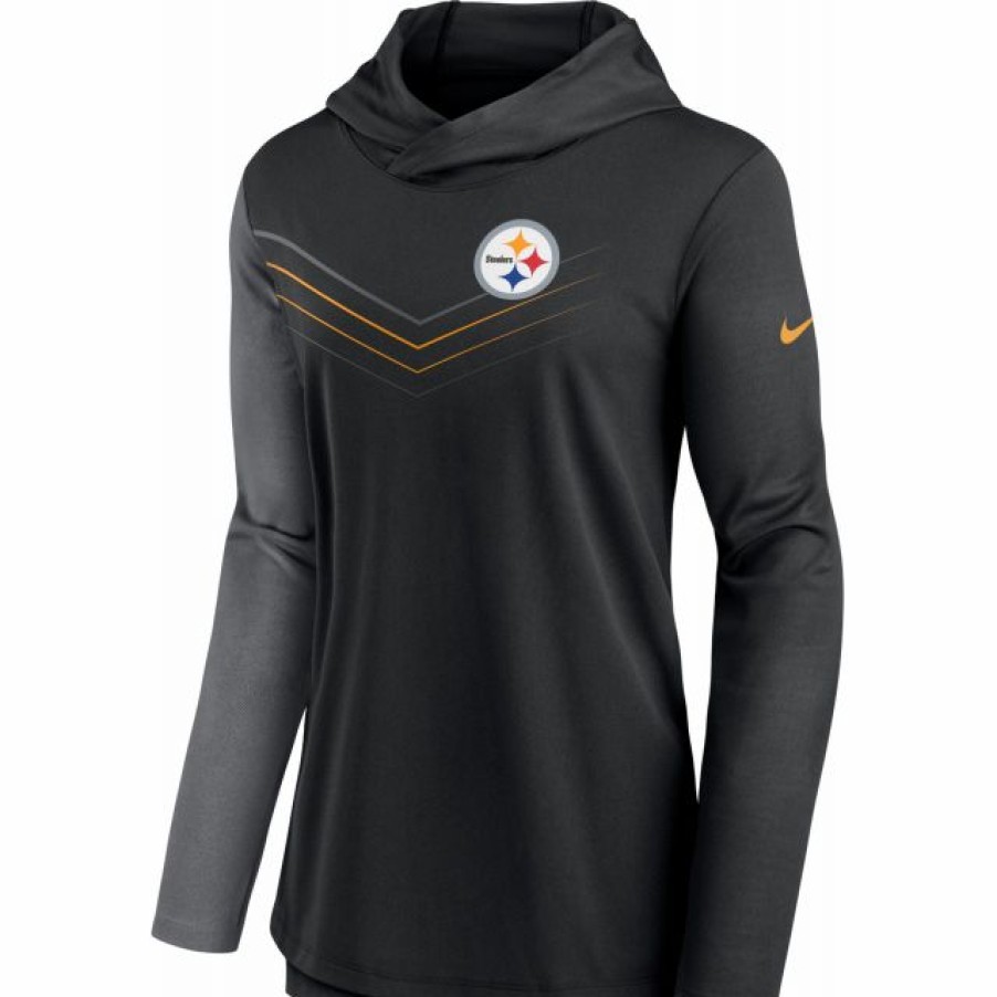 * Fitness Tops | Nike Women'S Pittsburgh Steelers Black Chevron Pullover Hoodie