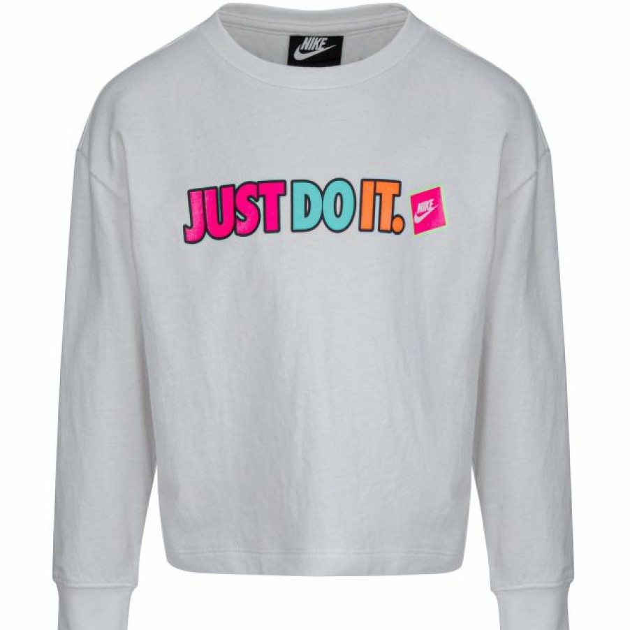 * Sweatshirts / Hoodies | Nike Little Girls' Sportswear Sticker Logo Crewneck Sweatshirt