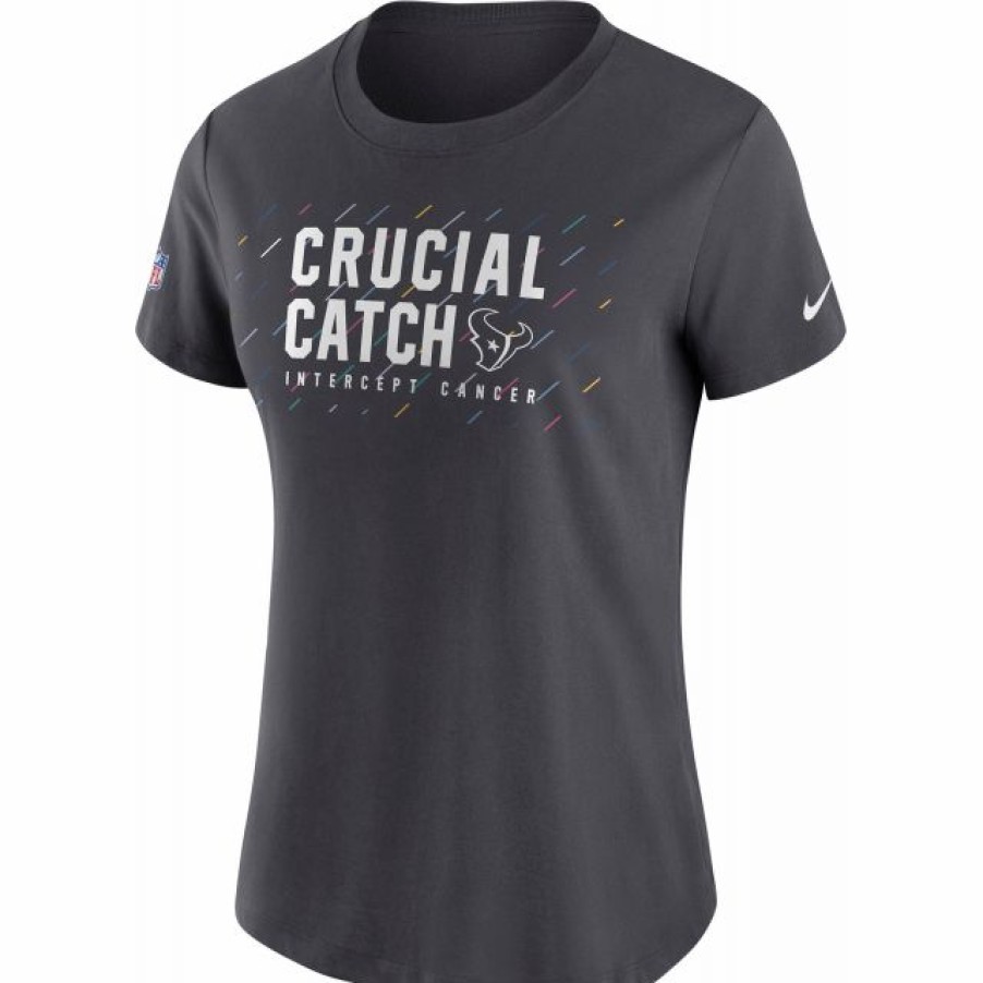 * Fitness Tops | Nike Women'S Houston Texans Crucial Catch Anthracite T-Shirt