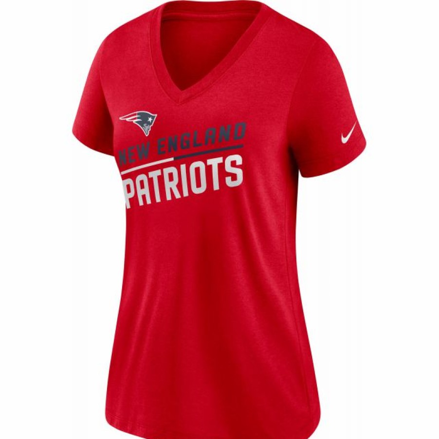 * Fitness Tops | Nike Women'S New England Patriots Slant Red V-Neck T-Shirt