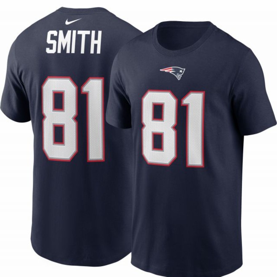 * Fitness Tops | Nike Men'S New England Patriots Jonnu Smith #81 Navy Short-Sleeve T-Shirt