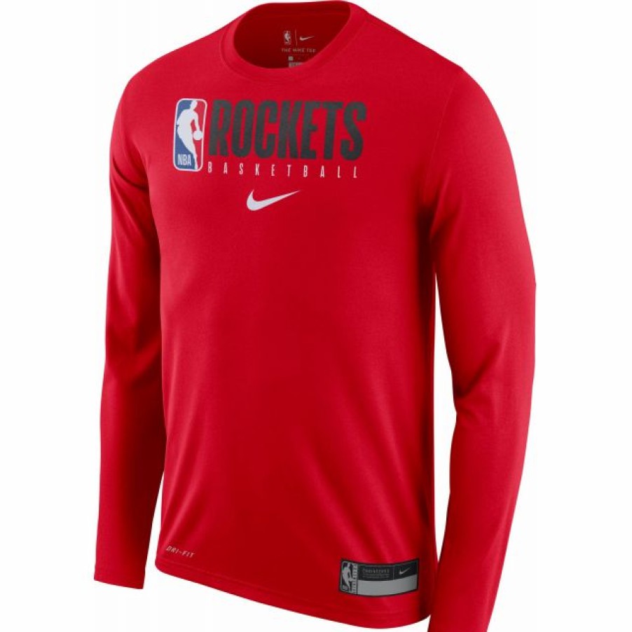 * Fitness Tops | Nike Men'S Houston Rockets Dri-Fit Practice Long Sleeve T-Shirt