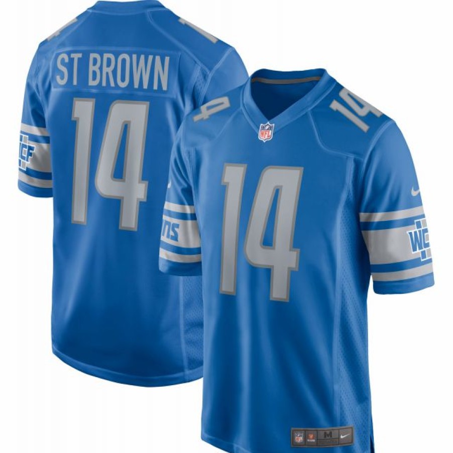 * Fitness Tops | Nike Men'S Detroit Lions Amon-Ra St. Brown #14 Blue Game Jersey