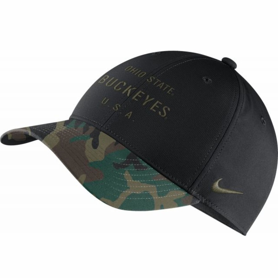 * Headwear | Nike Men'S Ohio State Buckeyes Black/Camo Military Appreciation Adjustable Hat