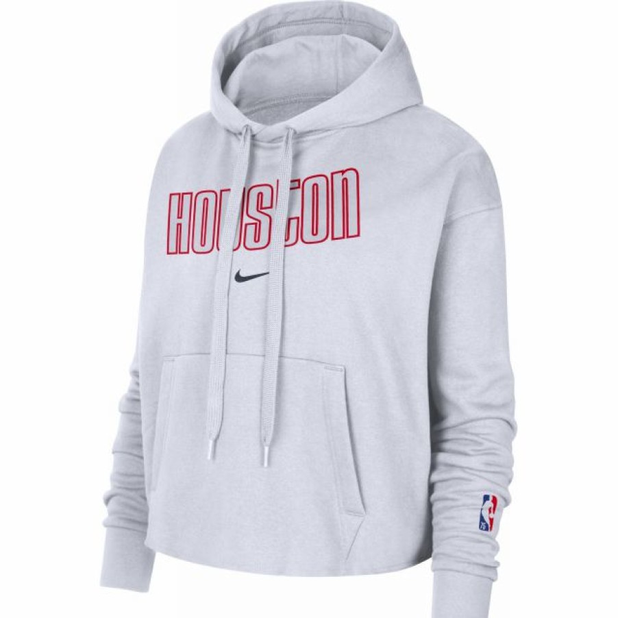 * Fitness Tops | Nike Women'S 2021-22 City Edition Houston Rockets White Essential Cropped Pullover Hoodie