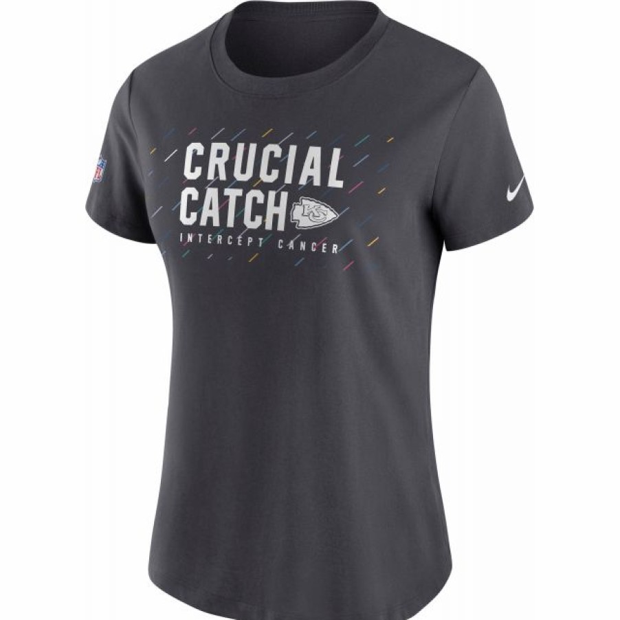 * Fitness Tops | Nike Women'S Kansas City Chiefs Crucial Catch Anthracite T-Shirt