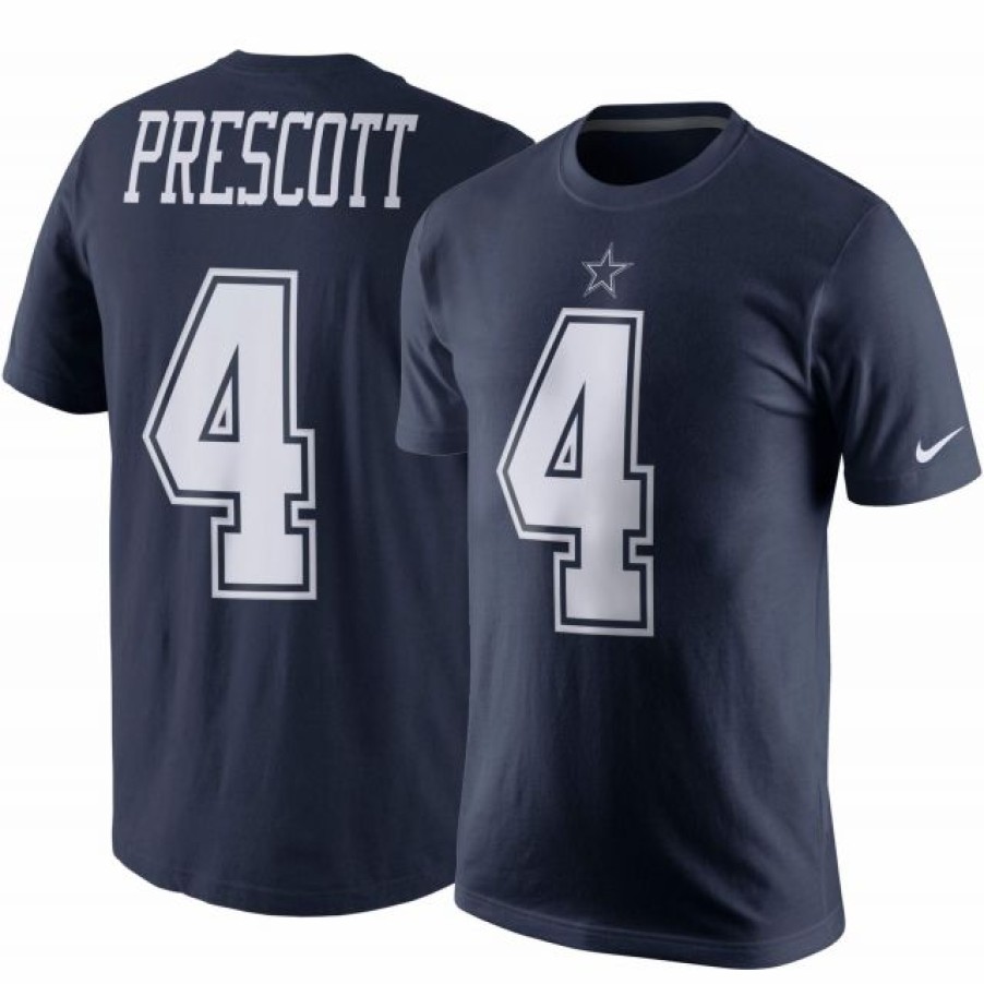 * Fitness Tops | Nike Men'S Dallas Cowboys Dak Prescott #4 Navy T-Shirt