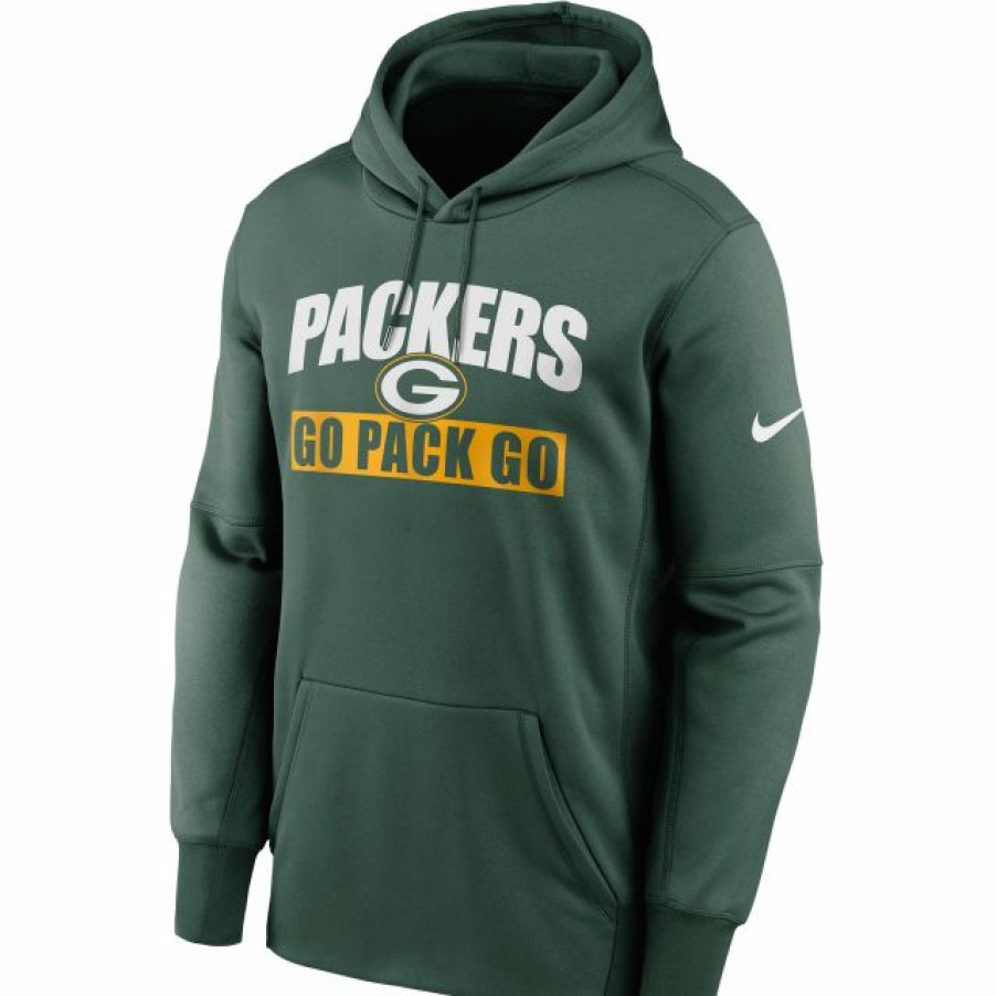 * Fitness Tops | Nike Men'S Green Bay Packers Hometown Green Therma-Fit Hoodie