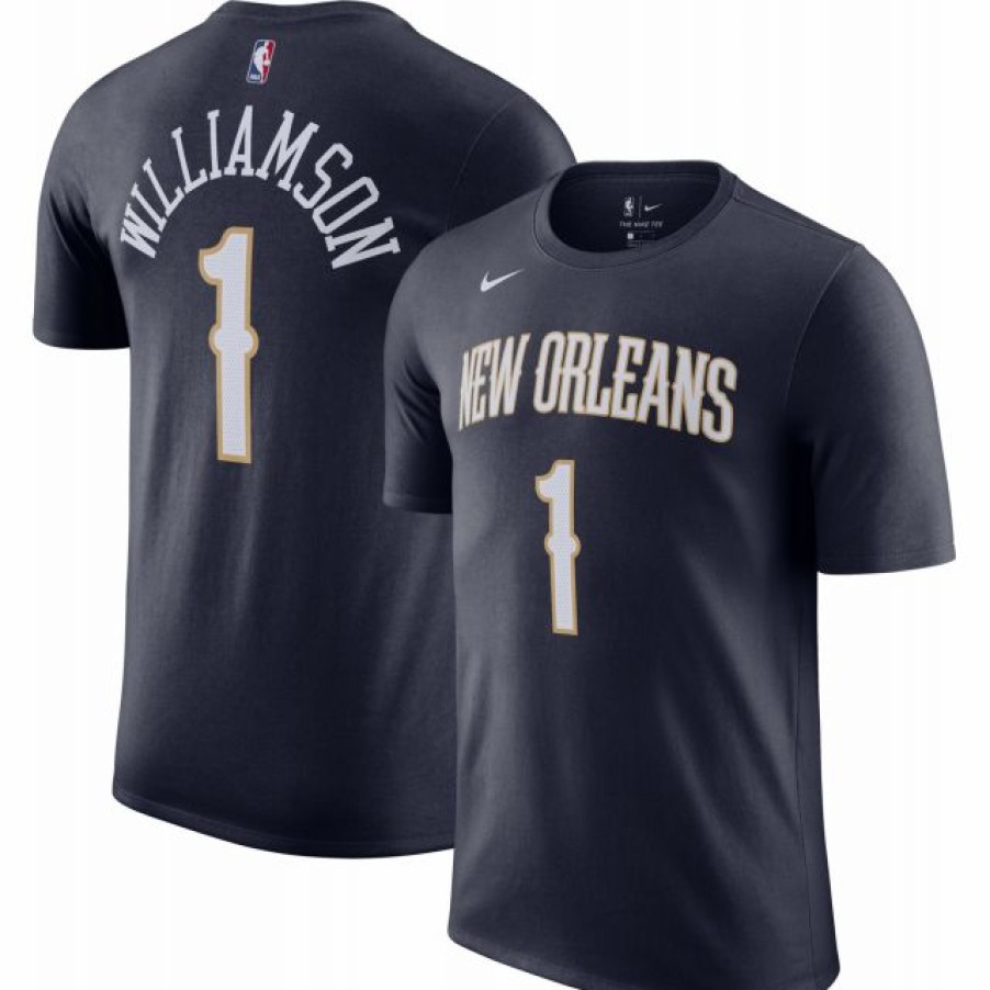 * Fitness Tops | Nike Men'S New Orleans Pelicans Zion Williamson #1 Navy Cotton T-Shirt