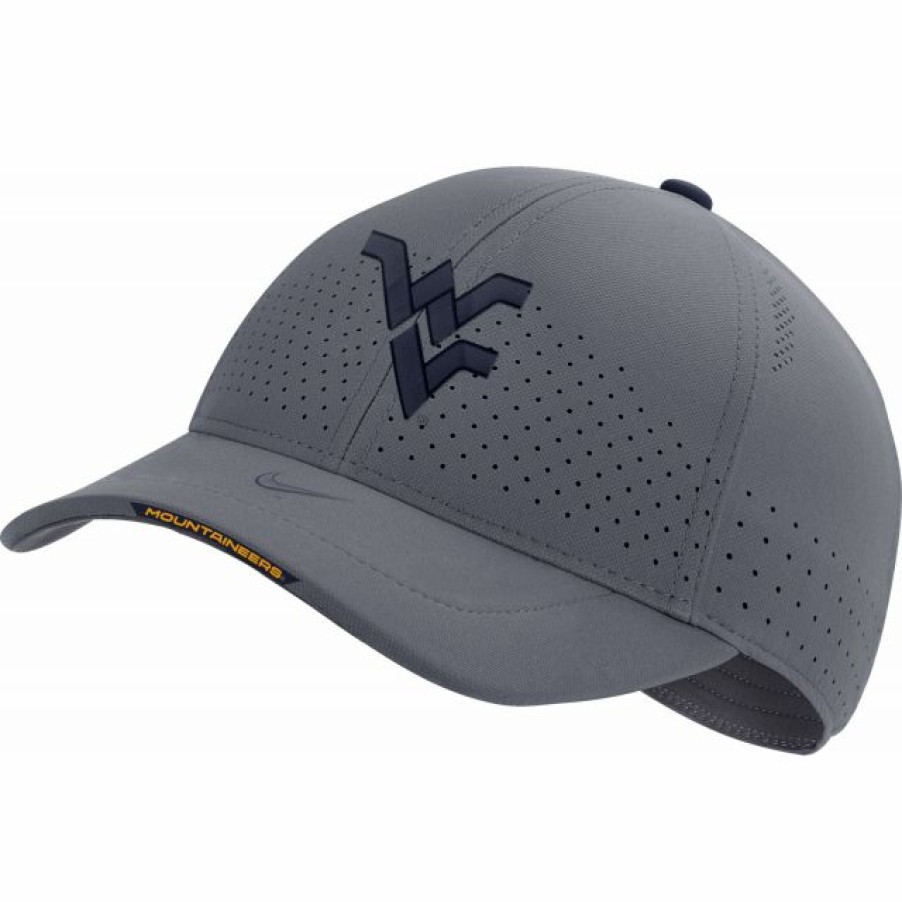 * Headwear | Nike Men'S West Virginia Mountaineers Grey Aerobill Swoosh Flex Classic99 Football Sideline Hat