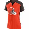 * Fitness Tops | Nike Women'S Cleveland Browns Exceed 2-Tone Orange V-Neck T-Shirt