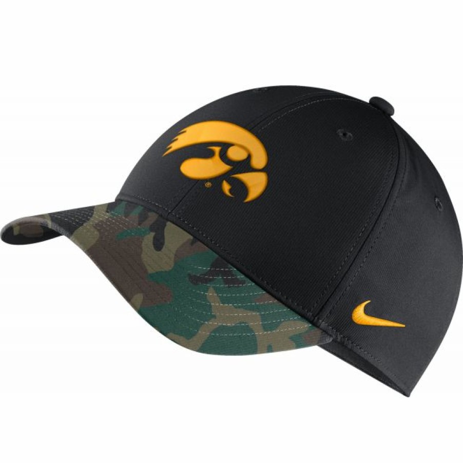 * Headwear | Nike Men'S Iowa Hawkeyes Black/Camo Military Appreciation Adjustable Hat