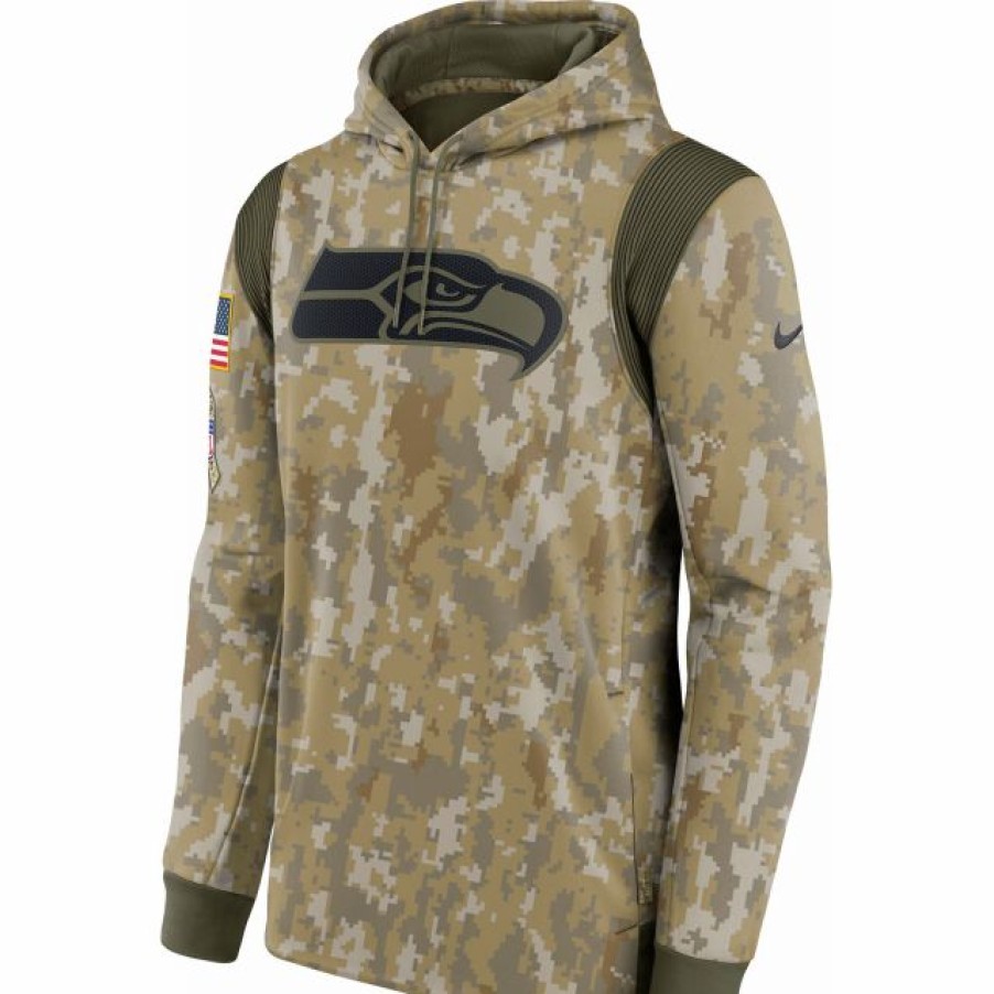 * Fitness Tops | Nike Men'S Seattle Seahawks Salute To Service Camouflage Hoodie