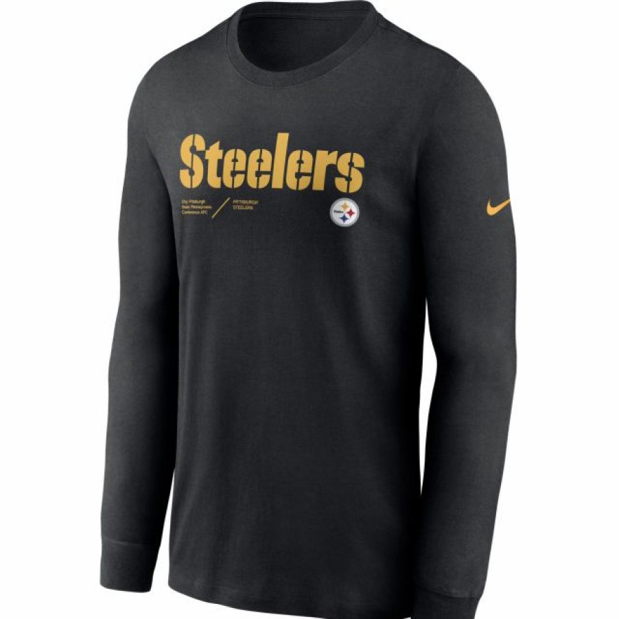 * Fitness Tops | Nike Men'S Pittsburgh Steelers Sideline Dri-Fit Team Issue Long Sleeve Black T-Shirt