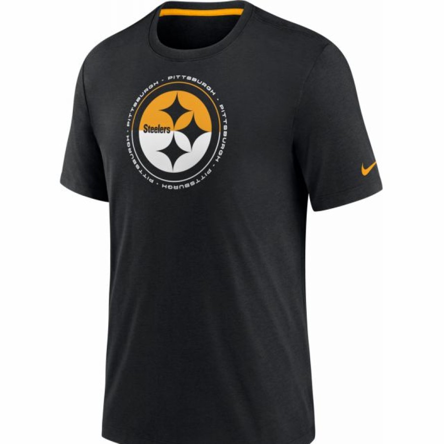 * Fitness Tops | Nike Men'S Pittsburgh Steelers Impact Tri-Blend Black T-Shirt