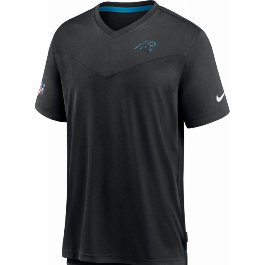 * Fitness Tops | Nike Men'S Carolina Panthers Sideline Coaches Black T-Shirt