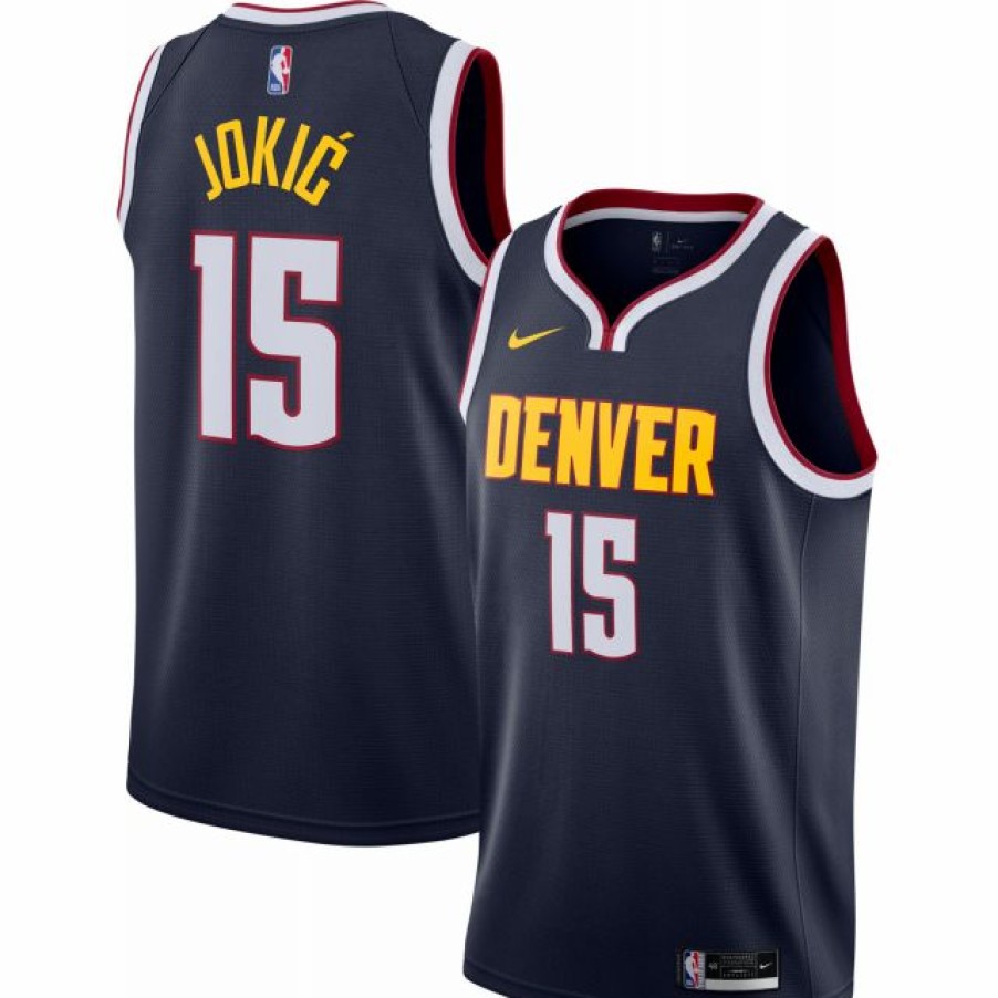 * Fitness Tops | Nike Men'S Denver Nuggets Nikola Jokic #15 Navy Dri-Fit Swingman Jersey