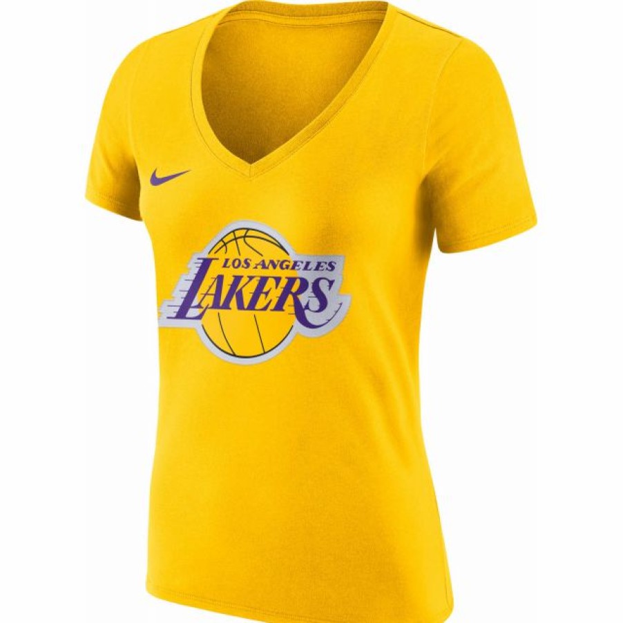 * Fitness Tops | Nike Women'S Los Angeles Lakers Yellow Dri-Fit V-Neck T-Shirt