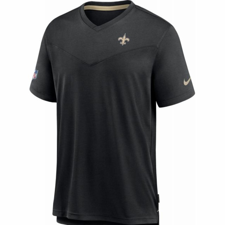 * Fitness Tops | Nike Men'S New Orleans Saints Sideline Coaches Black T-Shirt