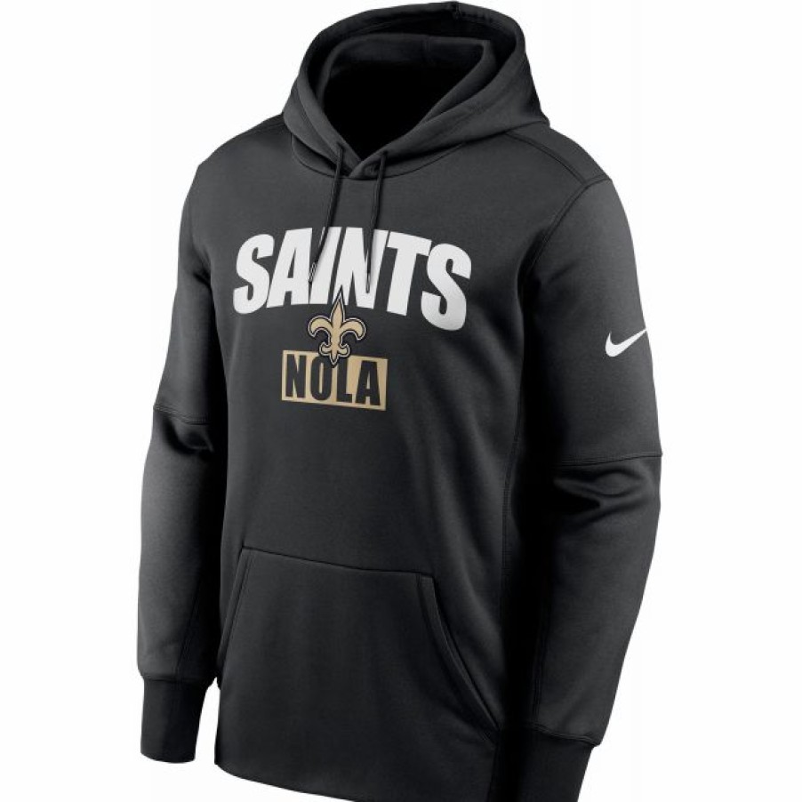 * Fitness Tops | Nike Men'S New Orleans Saints Hometown Black Therma-Fit Hoodie