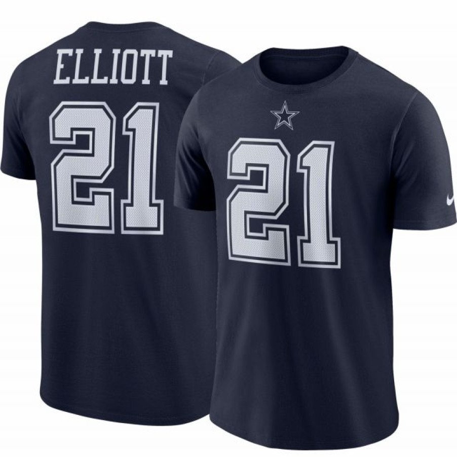 * Fitness Tops | Nike Men'S Dallas Cowboys Ezekiel Elliott #21 Logo Navy T-Shirt